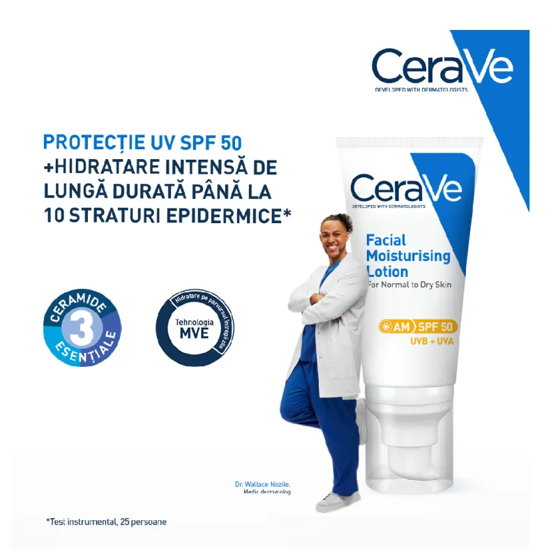 Crema hidratanta pentru fata A.M. SPF 50, 52ml, CeraVe — preț și oferte