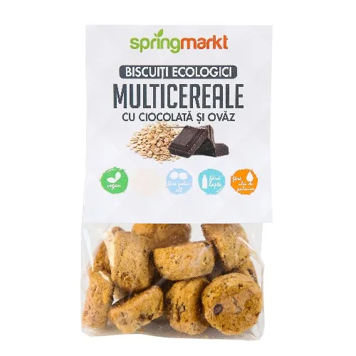 Biscuiti Bio Multicereale cu Ciocolata si Ovaz, 100g, springmarkt — preț și oferte