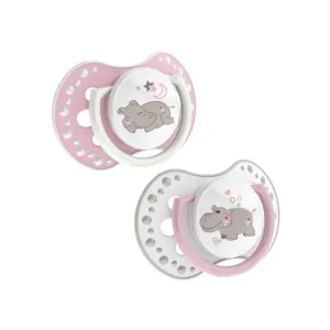 LOVI Suzeta Silicone Dynamic Night&Day fata 22/810, Hipopotam, 3-6 luni, 2 bucati