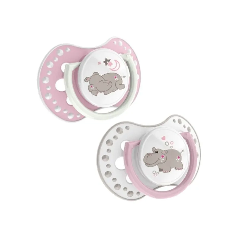LOVI Suzeta Silicone Dynamic Night&Day fata 22/810, Hipopotam, 3-6 luni, 2 bucati — preț și oferte