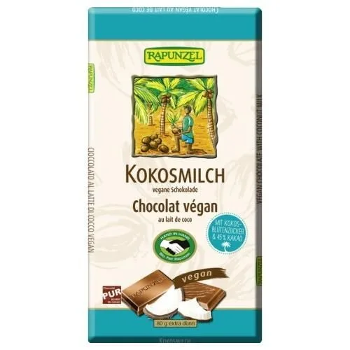 Ciocolata de Lapte cu Cocos Vegan, 80gr, Rapunzel — preț și oferte