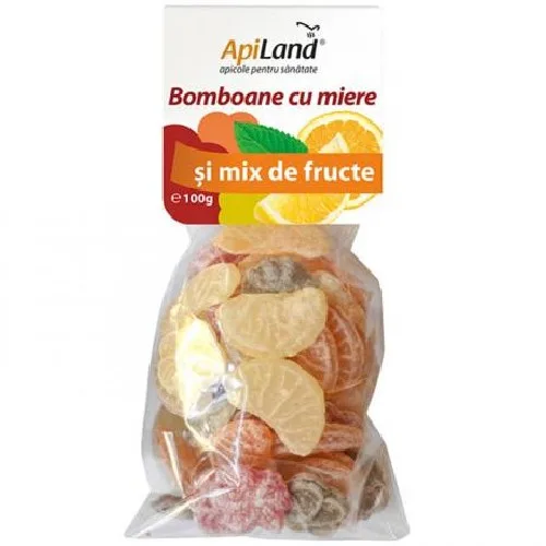 Bomboane Cu Miere si Mix De Fructe 100g Apiland — preț și oferte
