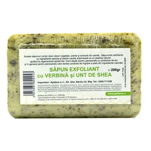 Sapun Exfoliant cu Verbina si Unt de Shea, 200gr, Apidava — preț și oferte