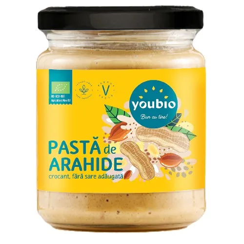 Pasta de arahide crocant, ecologic, 250g, Youbio — preț și oferte