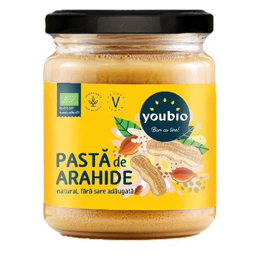 Pasta de arahide natural, ecologic 250g, Youbio — preț și oferte