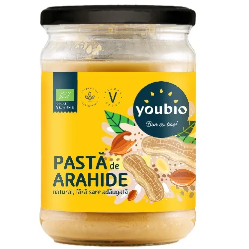 Pasta de arahide natural, ecologic, 500g, Youbio — preț și oferte