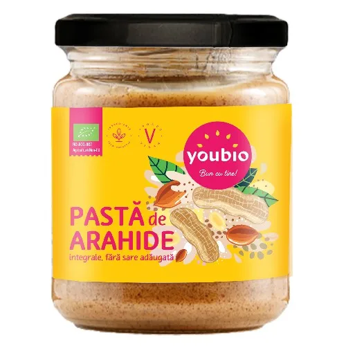 Pasta de arahide integrale, ecologic, 250g, Youbio — preț și oferte