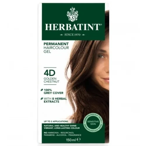 Vopsea Pentru Par Castaniu Auriu 4D, 150ml, Herbatint — preț și oferte