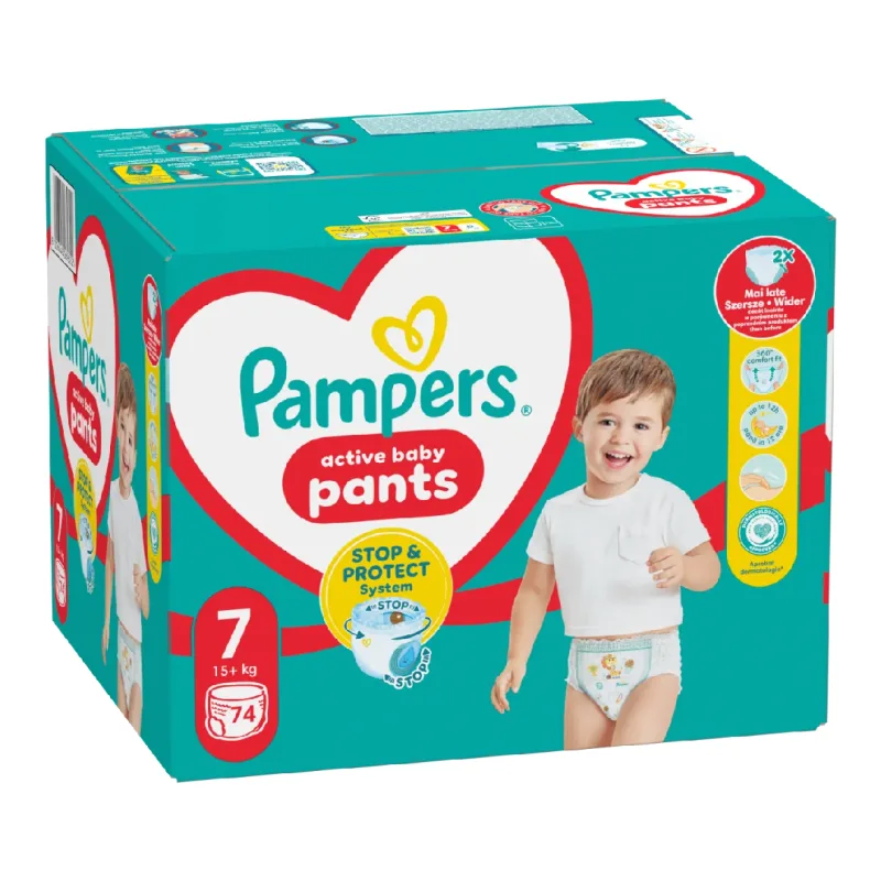 Scutece chilotel Active Baby Pants Nr.7, 15+ kg, 74 bucati, Pampers — preț și oferte