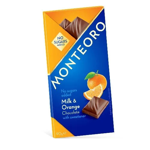 Ciocolata cu Lapte,Portocale,fara Zahar 90g Monteoro — preț și oferte