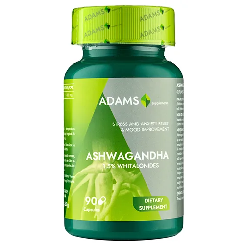 Ashwagandha 400mg, 90cps, Adams Supplements — preț și oferte