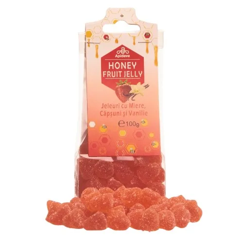 Jeleuri cu Miere, Capsuni si Vanilie, 100g, Apidava — preț și oferte