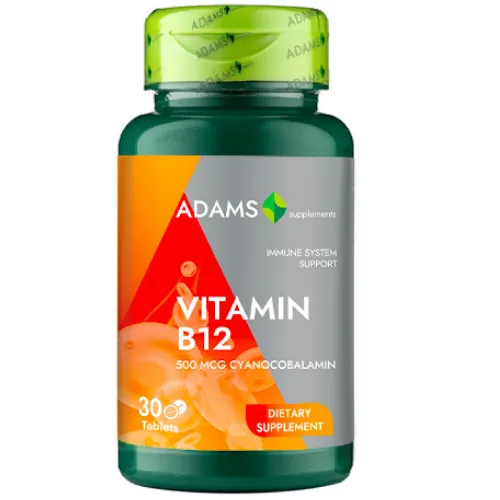 Vitamina B12 500mcg 30tab, Adams Supplements — preț și oferte