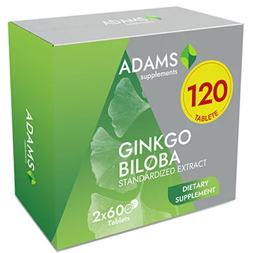 Pachet Ginkgo Biloba 60 tab, 1+1, Adams — preț și oferte