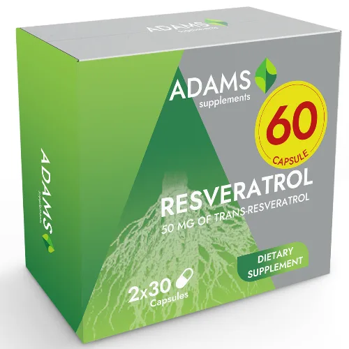 Pachet Resveratrol 50mg 30cps, 1+1, Adams — preț și oferte