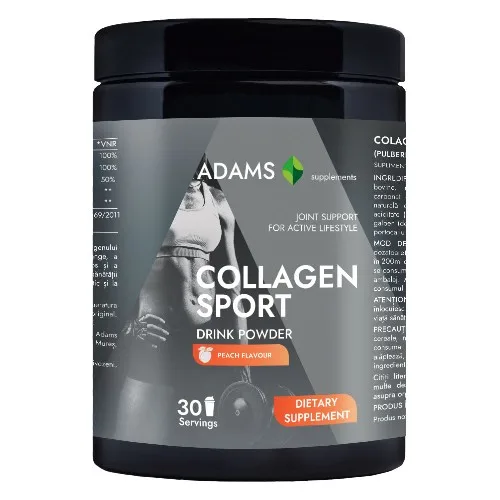 Collagen Sport (pulbere instant, aroma piersica) 600gr, Adams — preț și oferte