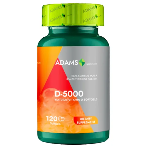 Vitamina D-5000, 120 softgel, Adams Supplements — preț și oferte