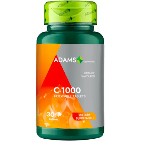 Vitamina C-1000, 30 tablete masticabile, Adams Supplements — preț și oferte