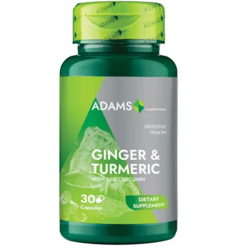 Ghimbir & Turmeric, 30cps, Adams Supplements — preț și oferte