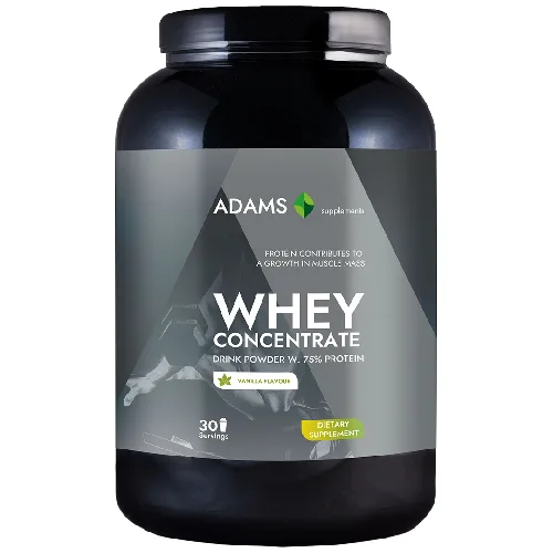Concentrat proteic din zer, vanilie, 908gr, Adams — preț și oferte