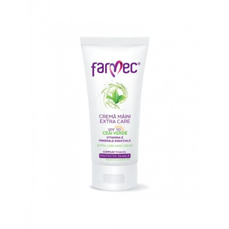 Crema de maini cu SPF 10 si ceai verde Extra Care, 100 ml, Farmec — preț și oferte