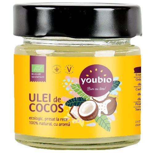 Ulei de Cocos ecologic, presat la rece 180ml, Youbio — preț și oferte