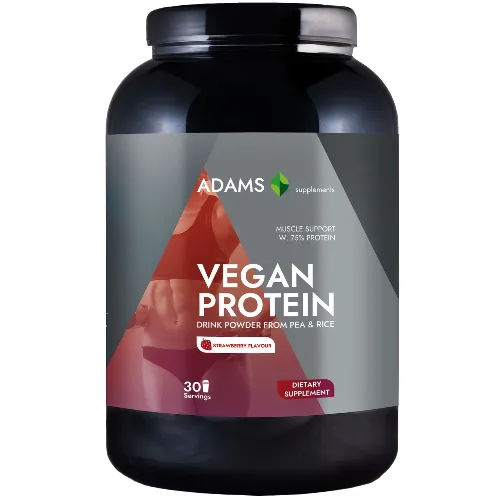 Proteina vegana (capsuni), 908gr, Adams — preț și oferte