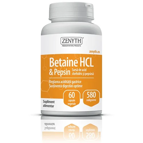 Betaina HCL&PEPSINE 580mg 60cps Zenyth — preț și oferte