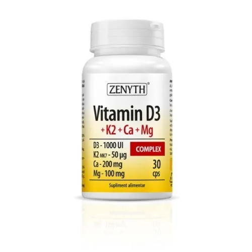 Vitamin D3+K2+Ca+Mg Complex, 30cps, Zenyth — preț și oferte