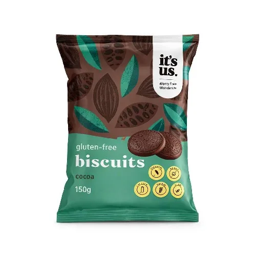 Biscuiti cu Cacao, fara gluten, 150 g, It`S Us — preț și oferte