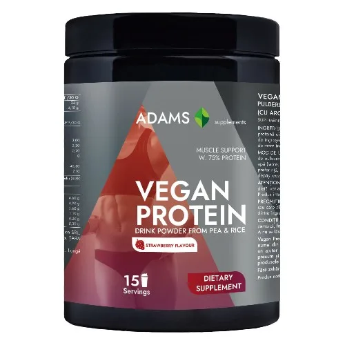 Proteina vegana (capsuni), 454g, Adams Supplements — preț și oferte