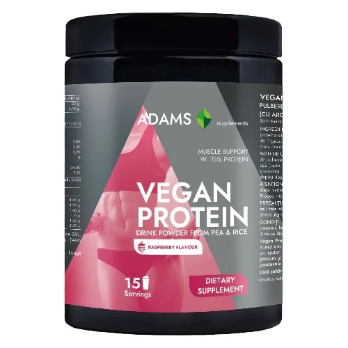 Proteina vegana (zmeura), 454g, Adams Supplements — preț și oferte