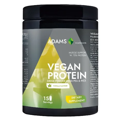 Proteina vegana (vanillie), 454g, Adams Supplements — preț și oferte