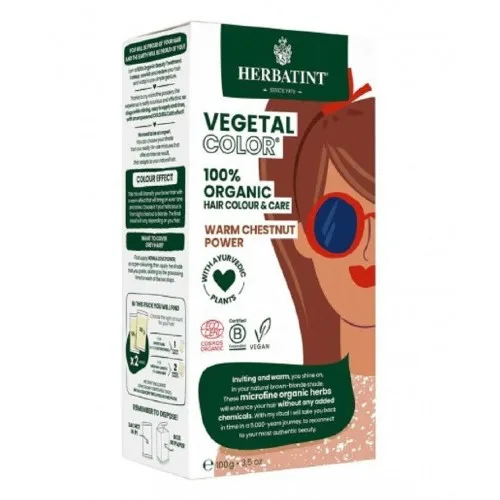 Vopsea de par Vegetal Color Warm Chestnut Power, 100g, Herbatint — preț și oferte