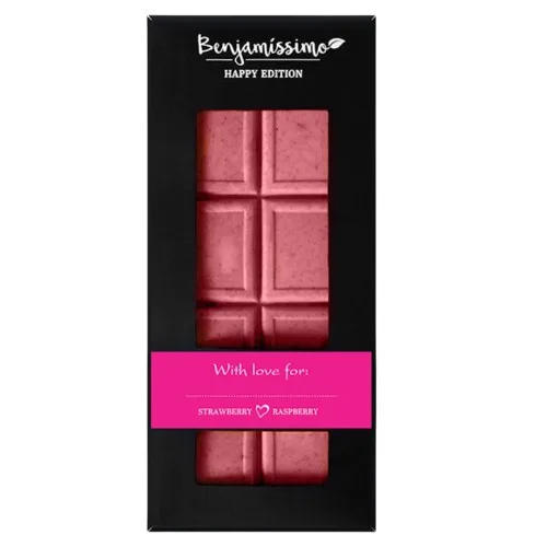 Ciocolata Bio cu Capsuni si Zmeura, Happy Edition, 60g, Benjamissimo — preț și oferte