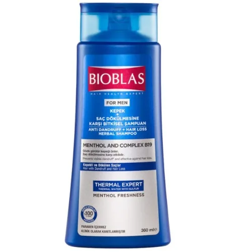 Sampon Anticadere pentru Barbati cu Menthol & Complex B19, 360ml, Bioblas — preț și oferte