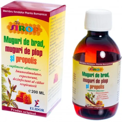 Sirop Muguri Pin. Plop si Propolis 200ml Elidor — preț și oferte