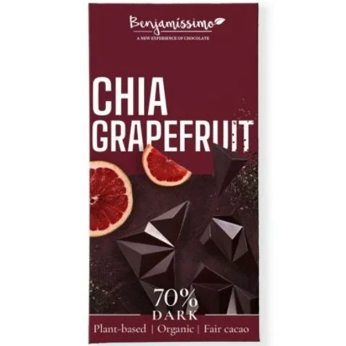 Ciocolata Piramida Neagra 70% Cu Chia Si Grapefruit Eco 60G Benjamissimo — preț și oferte