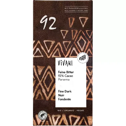 Ciocolata Amaruie 92% Cacao si Zahar din Flori de Cocos Eco 100gr Vivani — preț și oferte