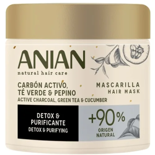 Masca de par cu Carbune Activ, Ceai Verde & Castravete, 350ml, Anian — preț și oferte