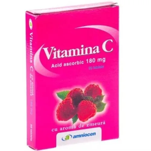Vitamina C 180mg Aroma Zmeura 24cpr Amniocen — preț și oferte