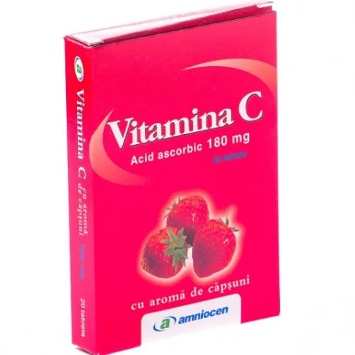 Vitamina C Capsuni 180mg 24 cpr Amniocen — preț și oferte
