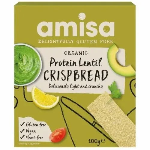 Crispbread proteic cu Linte, fara gluten, 100g, Amisa — preț și oferte
