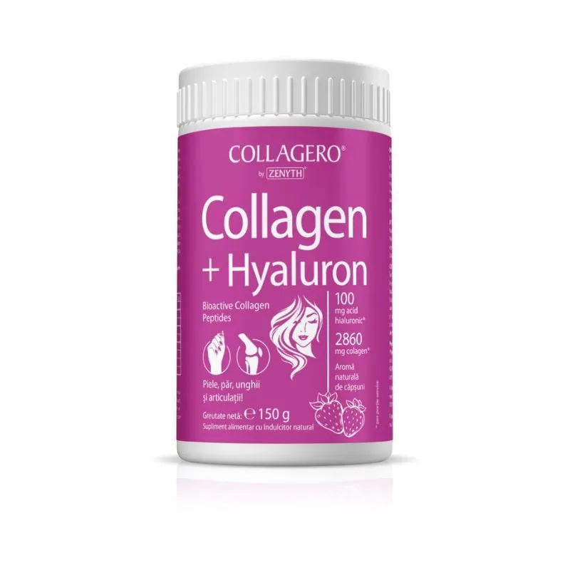 Collagen + Hyaluron cu aroma de capsuni Collagero, 150g, Zenyth ZENYTH PHARMACEUTICALS SRL — preț și oferte
