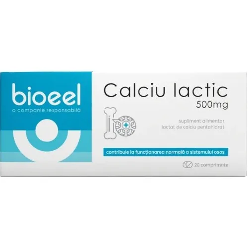 Calciu Lactic 500mg 20cpr Bioeel — preț și oferte