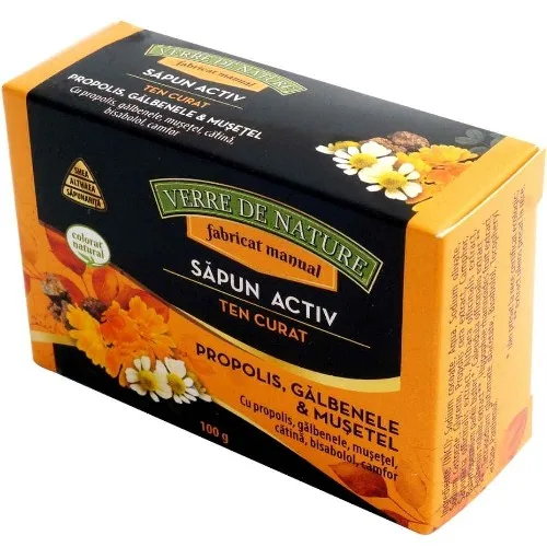 Sapun Activ - Ten Curat cu Propolis, Galbenele & Musetel, 100g, Verre De Nature — preț și oferte