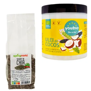 Pachet Ulei de Cocos organic 250ml, Youbio + Seminte chia