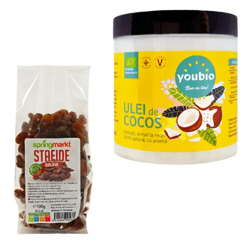 Pachet Ulei de Cocos organic 250ml, Youbio + Stafide brune — preț și oferte
