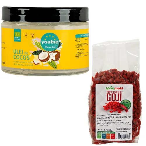 Pachet Ulei de Cocos organic 500ml, Youbio + Fructe de Goji — preț și oferte