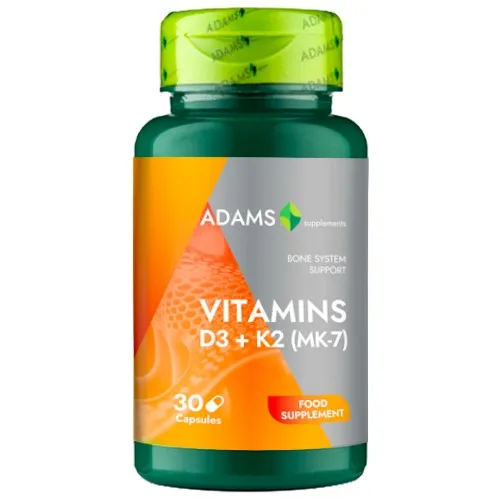 Vitamina D3 + K2, 30cps, Adams Supplements — preț și oferte